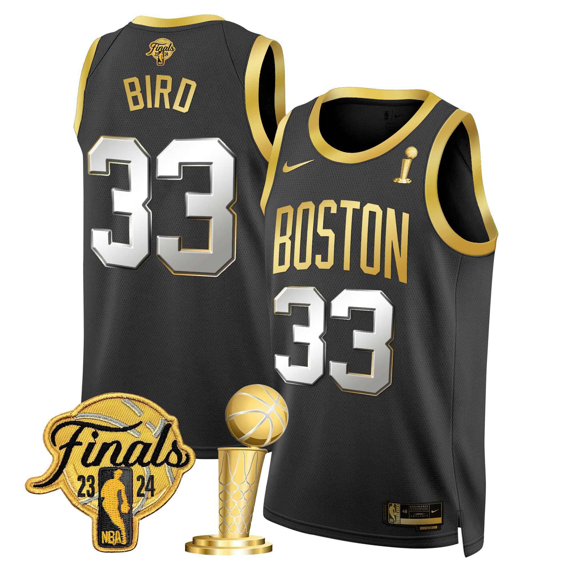 Men Boston Celtics #33 Bird Black 2024 Nike Final & Champions Patch Swingman NBA Jersey->boston celtics->NBA Jersey